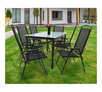 Vcm 5-Pièces De Meubles De Jardin Ensemble De Meubles De Jardin Table En Verre Chaises À Dossier Haut 140m Noir