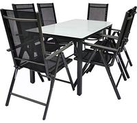 VCM 7-TLG Gartenmöbel Set | Sitzgruppe Essgruppe | 1xTisch, 6X Stühle | Tisch Maße ca. H. 76 x B. 140 x T. 80 cm | Garten Set - Stühle 140 MA Anthracite