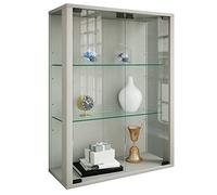 VCM 904123 Udina Vitrine Mural Bois Argent 80 x 60 x 25 cm