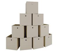 VCM 911498 Boxas Set de 10 Boîtes Pliantes Tissu Beige 28 x 27 x 27 cm