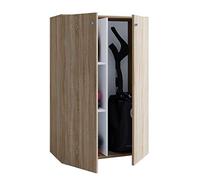 VCM Armoire à balais en bois 4 compartiments Dimensions : 70 x 111 x 38 cm 2 portes pivotantes