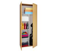 VCM Armoire à balais en bois | 6 compartiments | Dimensions env. l. 70 x H. 178 x P. 40 cm | Armoire de ménage | Armoire multi-usages - Vandol
