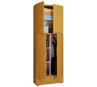 VCM Armoire à balais en bois | 6 compartiments | Dimensions : H. 200 x L. 70 x P. 39 cm | Armoire de ménage | Armoire multi-usages | Tiroir supplémentaire - Lona