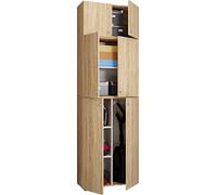 VCM Armoire à balais en bois Armoire à aspirateur Armoire de ménage Portes battantes Lona A Armoire à balais en bois Armoire à aspirateur Armoire de ménage Portes battantes Lona A Brun