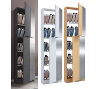 VCM Armoire à chaussures en bois Commode à chaussures Étagère à chaussures Support à chaussures Fulasi XL Miroir Blanc