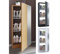 VCM Armoire à chaussures en bois Commode à chaussures Étagère à chaussures Support à chaussures Fulisa L Miroir Brun