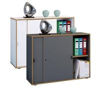 VCM Armoire de bureau à 2 compartiments Armoire à dossiers moderne à portes coulissantes Dimensions : env. H 74 x L 100 x P 37 cm ¿ Salia 2 compartiments