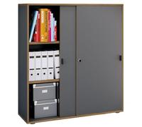 VCM Armoire de bureau à 3 compartiments Armoire à dossiers moderne à portes coulissantes Dimensions : env. H 110 x L 100 x P 37 cm ¿ Salia 3 compartiments