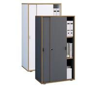 VCM Armoire de bureau à 3 compartiments Armoire à dossiers moderne à portes coulissantes Dimensions : env. H 110 x L 60 x P 37 cm ¿ Salia 3 compartiments