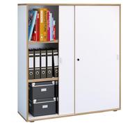 VCM Armoire de Bureau à 3 Compartiments | Armoire à dossiers Moderne à Portes coulissantes | Dimensions : env. H 110 x L 100 x P 37 cm - Salia 3 Compartiments Blanc