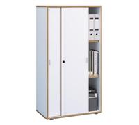 VCM Armoire de Bureau à 3 Compartiments | Armoire à dossiers Moderne à Portes coulissantes | Dimensions : env. H 110 x L 60 x P 37 cm - Salia 3 Compartiments Blanc