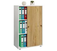 VCM Armoire de bureau à 3 compartiments - Armoire de classement moderne avec portes coulissantes et serrure - Dimensions (l x H x P) : env. 70 x 111 x 40 cm - Verrouillable à 3 compartiments