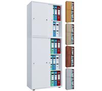 VCM Armoire de bureau en bois Armoire de classement Meuble de bureau Armoire Lona 5 portes coulissantes Blanc