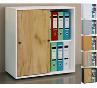 VCM Armoire de bureau à 2 compartiments - Armoire de classement moderne avec portes coulissantes et serrure - Dimensions (l x H x P) : env. 70 x 73 x 37 cm - Verrouillable à 2 compartiments