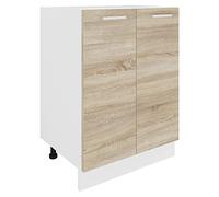 VCM Armoire de cuisine Largeur 60 cm Portes battantes Meuble bas de cuisine Esilo Armoire de cuisine Largeur 60 cm Portes battantes Meuble bas de cuisine Esilo Blanc/Chêne Sonoma