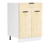 VCM Armoire de Cuisine Largeur 60 cm Tiroir Meuble Bas Fasola Blanc/Chêne Miel