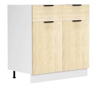 VCM Armoire de Cuisine Largeur 80 cm Tiroir Meuble Bas Cuisine Fasola Blanc/Chêne Miel