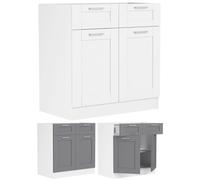 Colura meuble bas de cuisine 80 cm 2 portes, 1 tiroir gris anthracite, blanc.