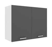 VCM Armoire Suspendue 2 Portes, Bois d'ingénierie, Blanc/Anthracite, Taille Unique