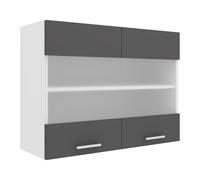 VCM Armoire suspendue style moderne Esilo (Armoire suspendue, blanc/anthracite, 2 Glastüren)