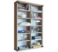 VCM bois CD DVD étagère murale/vitrine murale | Vitrine avec 2 portes en verre de sécurité ESG. | Dimensions : H. 92 x L. 60 x P. 18 cm | 10 étagères variables - Zuntisa