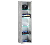 VCM Bois CD DVD Étagère sur Pied Bibliothèque Rangement Déco Étagère en Verre Rasato L Bois CD DVD Étagère sur Pied Bibliothèque Rangement Déco Étagère en Verre Rasato L Aspect béton