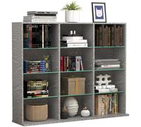 VCM Bois CD DVD Étagère sur pied Bibliothèque Séparation de pièce Déco Étagère en verre Zilas L