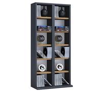 VCM Bois CD DVD Stand Étagère Rangement Étagère sur Pied Milano Bois CD DVD Stand Étagère Rangement Étagère sur Pied Milano Anthracite/Chêne Miel