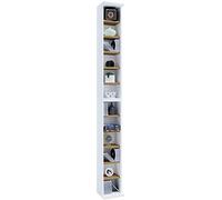 VCM Bois CD DVD Stand Rangement Étagère sur Pied Bibliothèque Déco Étagère Bigol Bois CD DVD Stand Rangement Étagère sur Pied Bibliothèque Déco Étagère Bigol Blanc/Chêne Miel