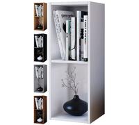 VCM Bois CD DVD Stand Rangement Étagère sur pied Bibliothèque Déco Étagère Mendas 2 compartiments Bois CD DVD Stand Rangement Étagère sur pied Bibliothèque Déco Étagère Mendas 2 compartiments Blanc