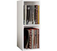 VCM Bois Disques vinyles LP Stand Étagère d'archivage Support de Rangement Platto 2 Compartiments Bois Disques vinyles LP Stand Étagère d'archivage Support de Rangement Platto 2 Compartiments Blanc