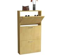 VCM Bois, étagère, Benne, étagère à Chaussures, Armoire à Chaussures, Benne à Chaussures, 3, abattants, Sulos, M Chêne Miel