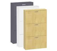 VCM bois, étagère, benne, étagère à chaussures, armoire à chaussures, benne à chaussures, 3, abattants, Sulos, M Gris