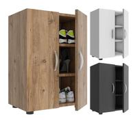 VCM Bois Grande armoire à chaussures Commode à chaussures Étagère à chaussures Bottes Grande Ulas 3 compartiments Gris