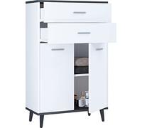 VCM Bois Highboard Commode Portes battantes Tiroir Lindas Bois Highboard Commode Portes battantes Tiroir Lindas Blanc/Anthracite