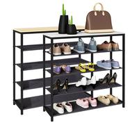 VCM bois,métal,étagère à chaussures,rangement pour chaussures,étagère,4,compartiments,Taliro Brun