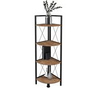 Vcm Bois Métal Étagère D'angle Rangement Étagère Sur Pied Bibliothèque Déco Livres Étagère Sur Pied Insasi 4