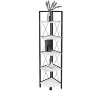 VCM Bois Métal Étagère d'angle Rangement Étagère sur Pied Bibliothèque Déco Livres Étagère sur Pied Insasi 5 Blanc