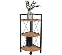 VCM Bois Métal Étagère d'angle Rangement Stand Étagère Bibliothèque Déco Livres Étagère sur Pied Insasi 2 Chêne Miel