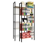 VCM Bois, métal, Rangement, Stand, étagère, bibliothèque, déco, Livres, étagère sur Pied, flakos, 5 Blanc