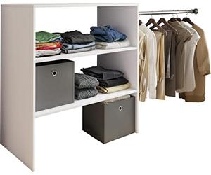 VCM Bois Penderie Ouverte Dressing Étagère de Toit pentue Dacho LL Bois Penderie Ouverte Dressing Étagère de Toit pentue Dacho LL Blanc