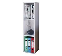 VCM Bois Stand Rangement Étagère sur pied Bibliothèque Déco Étagère Mendas 3 compartiments Bois Stand Rangement Étagère sur pied Bibliothèque Déco Étagère Mendas 3 compartiments Blanc