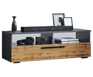 VCM Bois TV Lowboard Meuble Armoire TV Table Console Table TV Arila XL Bois TV Lowboard Meuble Armoire TV Table Console Table TV Arila XL Anthracite/Chêne Miel