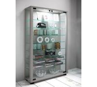 VCM Bois verre vitrine de collection vitrine de verre vitrine stand vitrine Lumo Mini Bois verre vitrine de collection vitrine de verre vitrine stand vitrine Lumo Mini Argenté