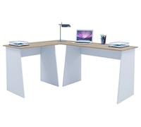 VCM Bureau d'angle en Bois Table d'angle Bureau de Travail Table d'ordinateur Masola Bureau d'angle en Bois Table d'angle Bureau de Travail Table d'ordinateur Masola Blanc/Chêne Sonoma