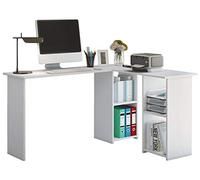 VCM Bureau d'angle en Bois Table d'ordinateur Bureau PC Compartiment Lusias Bureau d'angle en Bois Table d'ordinateur Bureau PC Compartiment Lusias Blanc