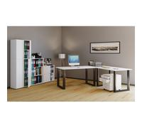 VCM Bureau en bois Table d'ordinateur Table de travail Meuble de bureau Lona 80 U Alu Noir Bureau en bois Table d'ordinateur Table de travail Meuble de bureau Lona 80 U Alu Noir
