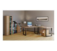 VCM Bureau en bois Table d'ordinateur Table de travail Meuble de bureau Lona 80 U Alu Noir Bureau en bois Table d'ordinateur Table de travail Meuble de bureau Lona 80 U Alu Noir