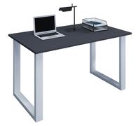 VCM Bureau en bois Table d'ordinateur Table de travail Meubles de bureau Lona U Alu Argent Bureau en bois Table d'ordinateur Table de travail Meubles de bureau Lona U Alu Argent