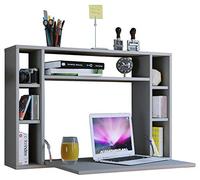 VCM Bureau suspendu pliable en bois Bureau mural Bureau d'ordinateur Tiroir Wandila Bureau suspendu pliable en bois Bureau mural Bureau d'ordinateur Tiroir Wandila Gris